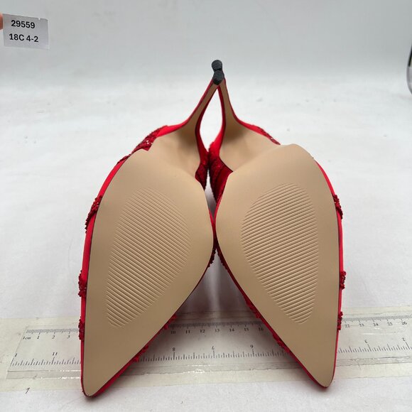 XYD Red Rhinestone Crystals Stiletto Heels for Wedding Bridal Pointed Toe Pumps - Picture 7 of 8